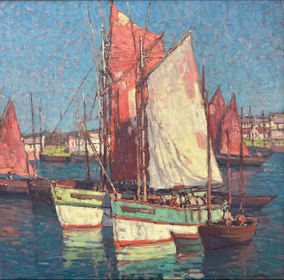 Edgar Payne, Fishing Boats Concarneau, France, oil on canvas