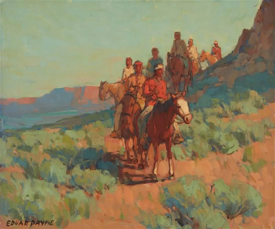 Edgar Payne, Riders in Canyon de Chelly, oil on canvas